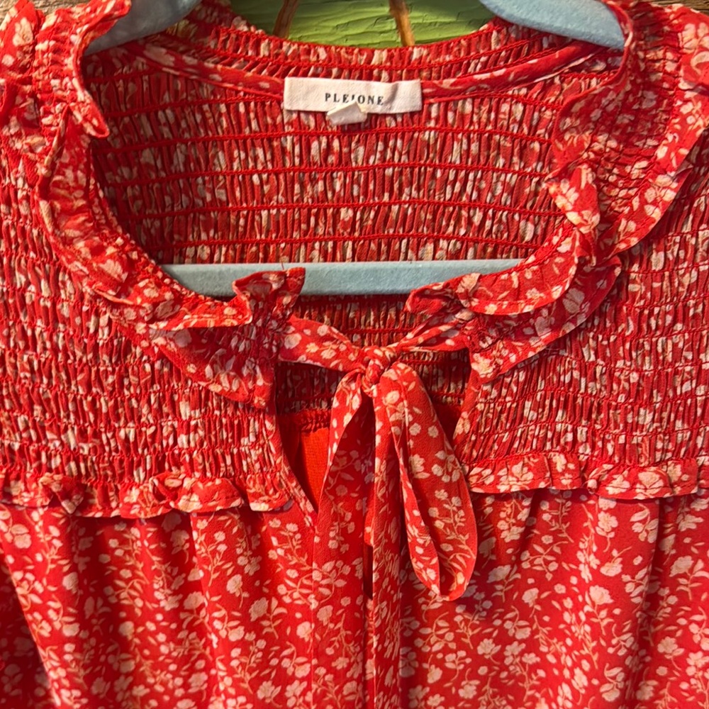 Anthropologie Pleione ruffled babydoll blouse sz M, breezy, cool, flowy - Picture 5 of 14